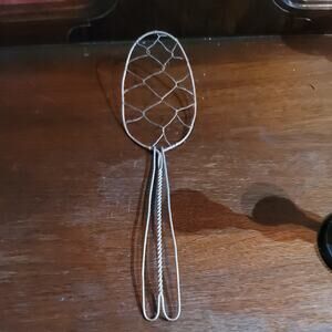 10.5” Primitive Twisted Slotted Spoon Camping Cooking Early Utensil Farmhouse